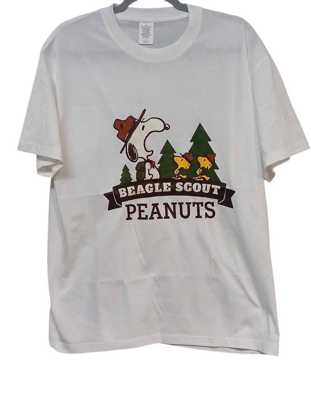 Peanuts - NWT,  White Double Sided Snoopy & Woodstock, 100 % Cotton, Crew Neck,